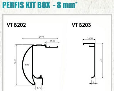 Perfis para Kit Box 8mm