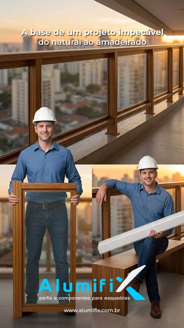 Perfil Alum&iacute;nio Amadeirado Alumifix