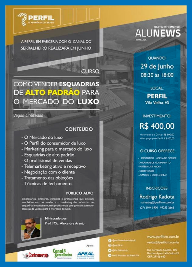 Curso como Vender Esquadrias de Alto Padrão para o Mercado de Luxo. Curso Esquadrias