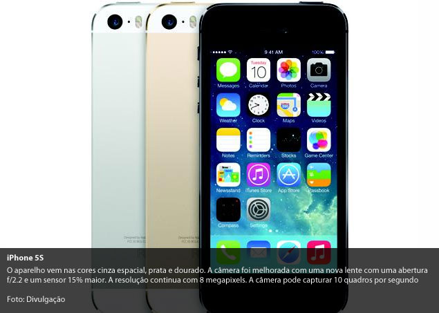 iPhone 5S em aluminio cores cinza espacial, prata e dourado