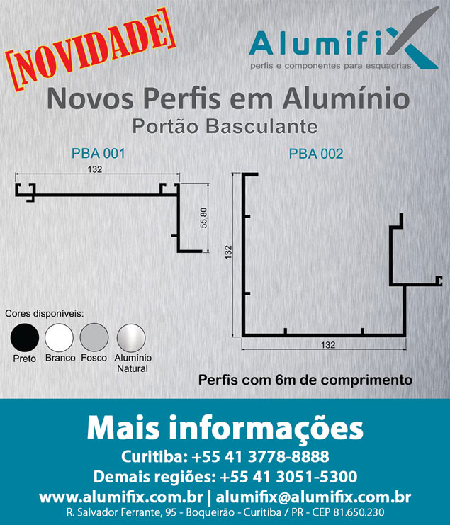 Novos Perfis em Alum&iacute;nio Port&atilde;o Basculante